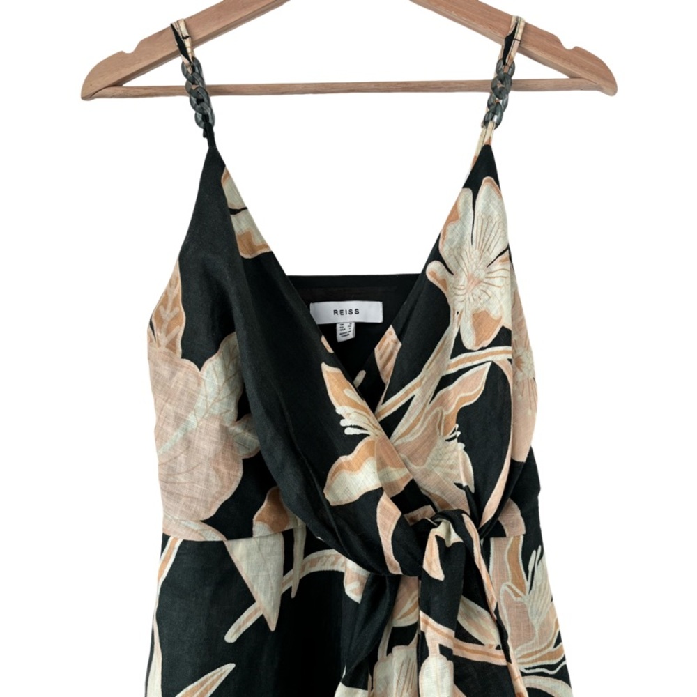 🛑SOLD🛑 REISS Alice Fitted Floral Print Midi Dress in Khaki Size 4 - Picture 7 of 12